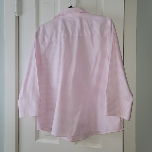 Foxcroft Women's Fitted Pink/White Checked Shirt NWOT Size 12 - Picture 9 of 13